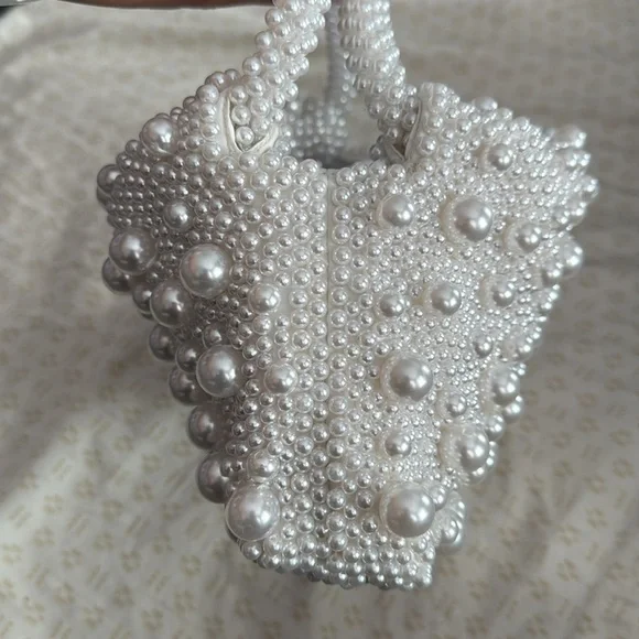 SIMKHAI Ellerie Imitation Pearl Embellished Mini Hobo Bag - Picture 7 of 12